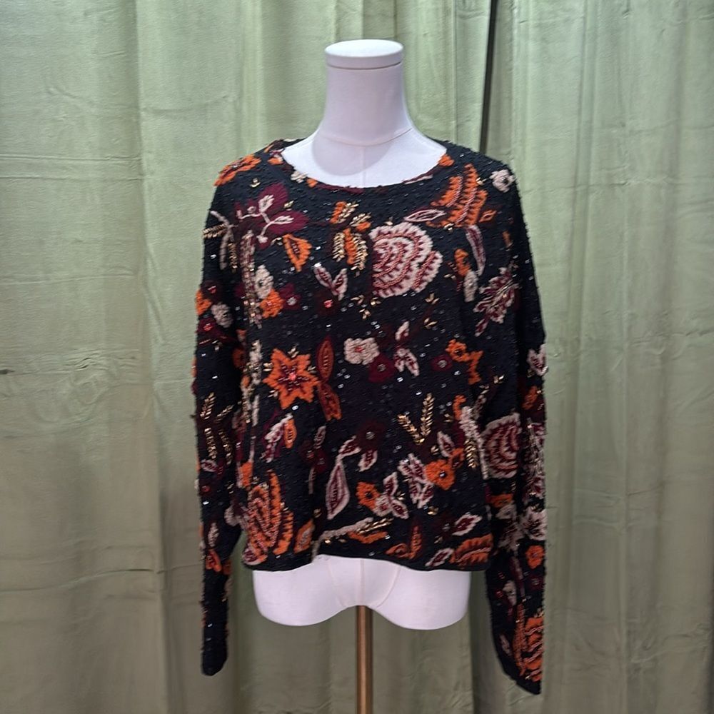 Zara Limited Edition Embroidered / beaded / crystal relaxed fit sweatshirt, M